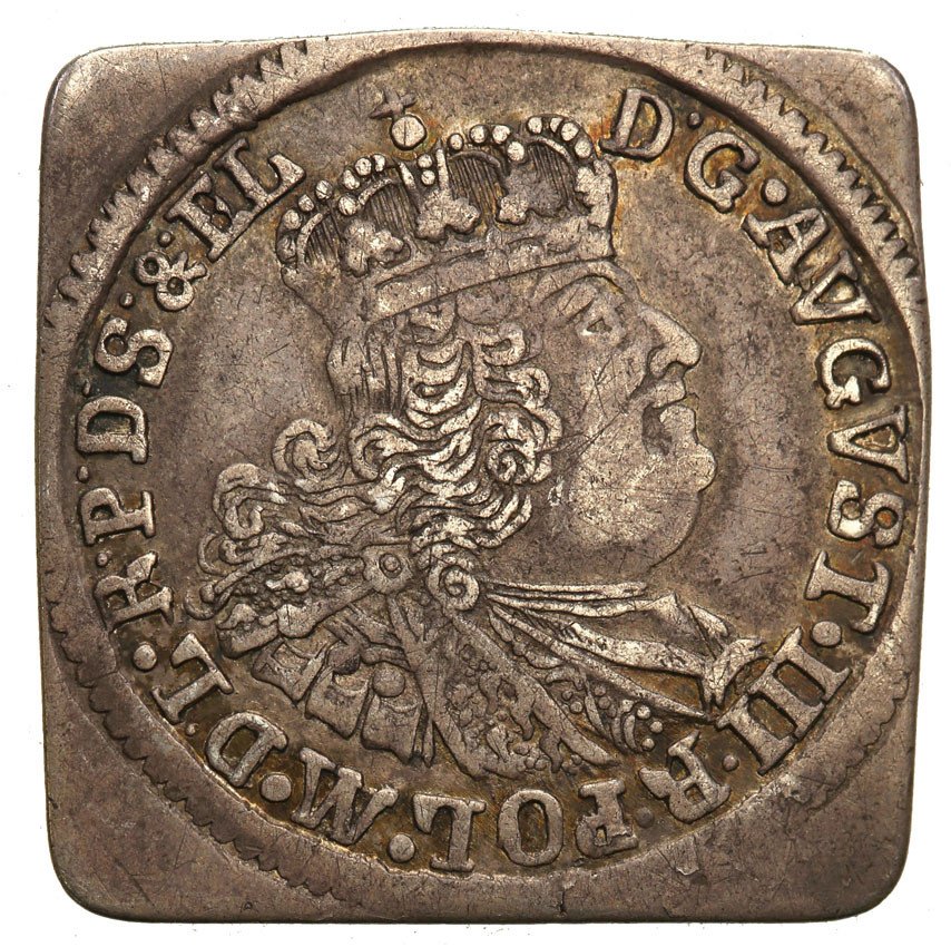 August III Sas. Szóstak (6 groszy) 1761, KLIPA, Gdańsk - RZADKOŚĆ